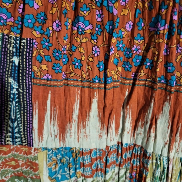 Patchwork Reversible Cotton Maxi Skirt 3X Elastic Waist Boho Hippie Festival - Picture 8 of 11